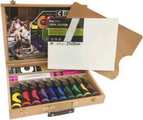 Campus Acryl-Set Holzkasten 12 Tuben x 100ml + Zubehör 