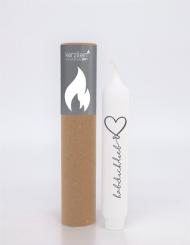 Stabkerze, weiß/anthrazit, Hab Dich Lieb Ballon, 3x17cm 