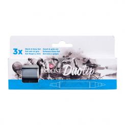 Ecoline Duotip Schwarz-Grau Set Wasserfarbe, 3 Farben 