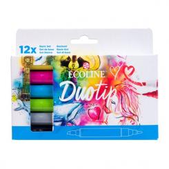 Ecoline Duotip Basic Set Wasserfarbe, 12 Farben 