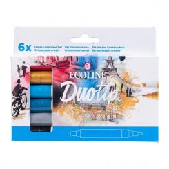 Ecoline Duotip Urbane-Landschaften Set, Wasserfarben, 6 Farben 