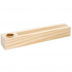 Holzständer für Metall Ringe und Postkarten mit Kerzenhalter,26x5x4cm 