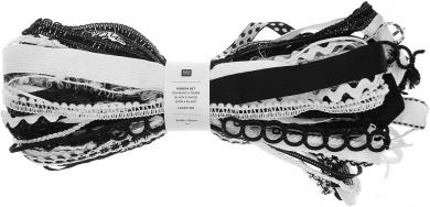 Ribbon Set 30 Bänder a 1m Schwarz Weiß 