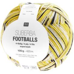 Sockenwolle Footballs, 4 fädig, 100g Senf Schwarz 