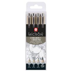 Pigma Micron Fineliner-Set,Kaltgrau Hell, 4 Größen 