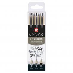 Pigma Micron 05 Fineliner-Set Schwarz und Grau, 3 Stifte 