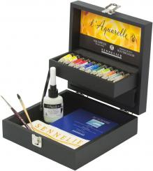 Sennelier Aquarellfarbe- Holzkasten mit 11 Tuben a. 10ml 