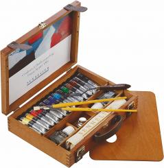 Sennelier extra feine Ölfarben im Holzkasten + Zubehör, 15x21ml 
