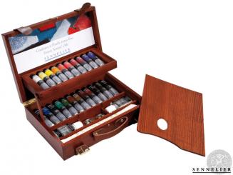 Sennelier extra feine Ölfarben im Holzkasten + Zubehör, 22x40ml 