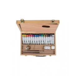 Sennelier extrafeine Gouache Ölfarbe im Holzkasten, 15x21ml + Zubehör 