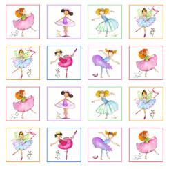 Baumwollstoff Little Ballerinas Block Panel White 