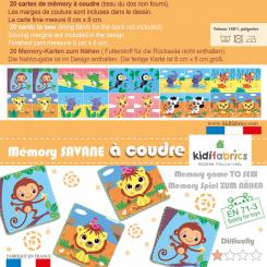 Memory Spiel zum Nähen, Savane 20 Memory-Karten zum Nähen, 8x8cm 