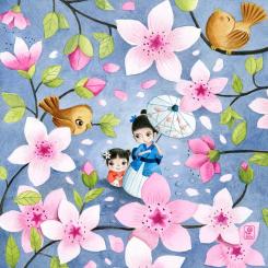 Stoff Kirschblüte 30x30cm 