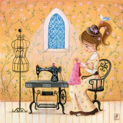 Stoff Näherin 30x30cm 