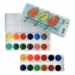 1ransparente Aquarellfarbe Set 24 Näpfchen und 1 Tube Mischweiß 