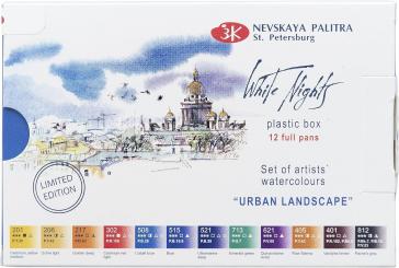 WHITE NIGHTS Aquarellfarbenset Urban Landscape, 12x1/1 Näpfchen 