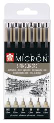 Pigma Micron schwarz 6er Set - Black Edition 