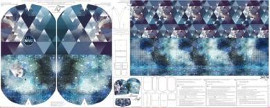 Baumwolljersey Ice Crytals  Mütze & Schal,  Panel 60x150cm 