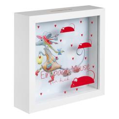 Wunscherfüller Mäuse für dich (Holzrahmen mit Geldschlitz), MDF 