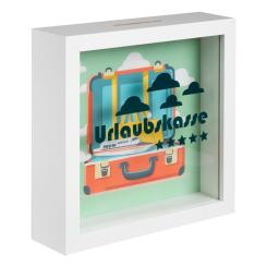 Wunscherfüller Urlaubskasse (Holzrahmen mit Geldschlitz), MDF 