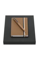 Hugo Boss Set Camel; Kugelschreiber + Notizbbuch A6 