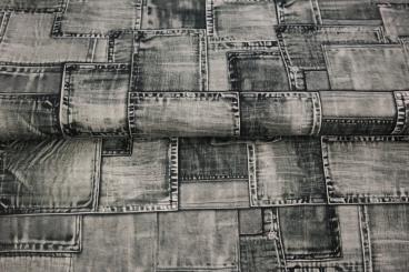 Baumwolljersey 'Denim Patches' Digital printed jersey, Breite 150cm 