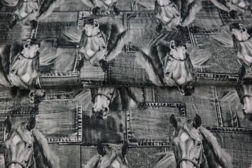 Baumwolljersey Denim Horses Digital printed jersey, Breite 150cm 