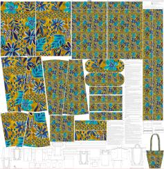 Taschen Stoff Panel  Digital Blüten 100% Cotton Panel 150x 150 cm 