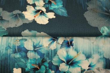 Viskosestoff Tropical Floral Digital printed woven Linen, 140cm 