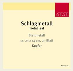 Schlagmetall Kupfer 14x14cm, 25 Blatt 