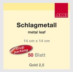 Schlagmetall Gold 2,5 14x14cm, 50 Blatt 