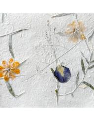 Maulbeerpapier mit Blumenmix gelb/blau, ca. 160g, 80x55cm 