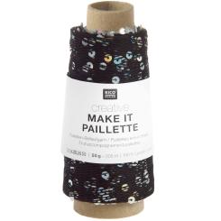 Creative Make It Paillette 50g 305m Beilaufgarn Schwarz Silber Fb.012 