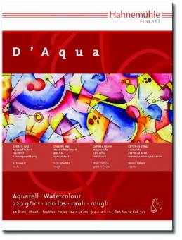 Aquarellblock D'Aqua, 24x32cm 30 Blatt, 220 g/m², naturweiß, rau 