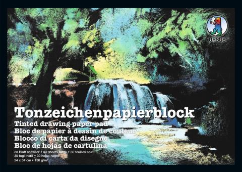 Tonzeichenpapierblock schwarz 24x34cm, 30 Blatt, 130g/m 