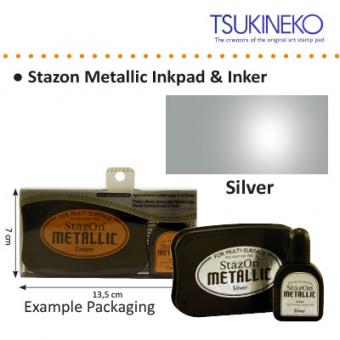 Stempelkissen StazOn Metallic silber Kissen + Tinte 