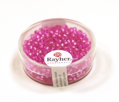Rocailles 2,6 mm pink 16 g, mit Silbereinzug , nicht wasch 