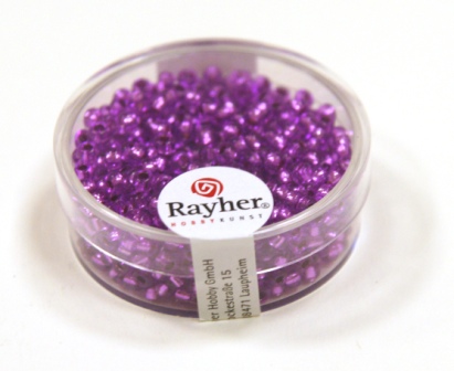 Rocailles 2,6 mm flieder 16 g, mit Silbereinzug , nicht wasch 
