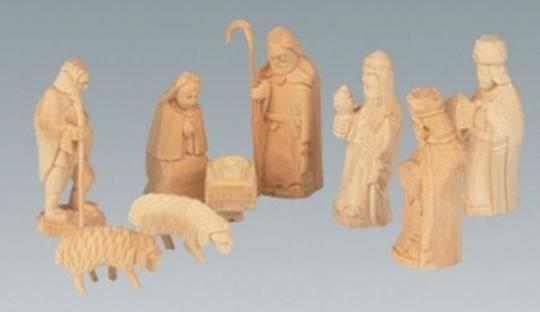 Figuren Christi Geburt, 9cm handgeschnitzt, 9 Figuren 