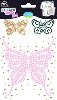 3D Textil Sticker, Schmetterling Glitter 