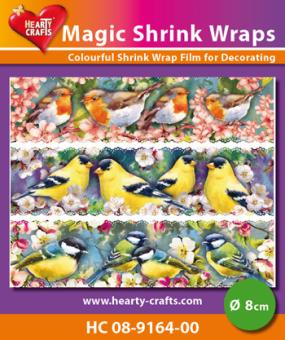 Magic Schrumpfbanderole Vögel, 8 cm Durchmesser 