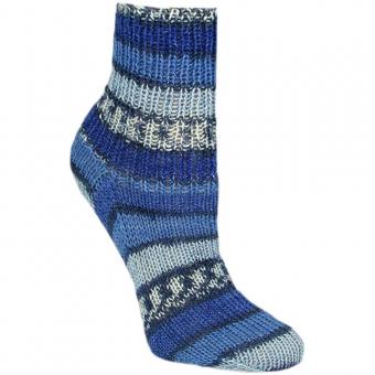 Flotte Socke 4fach Baumwolle Wolle hellblau-mittelblau-marine, Stretch 