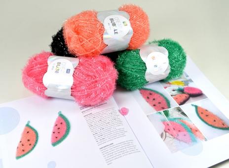 Creative Bubble Häkelset Melone mit Anleitung, Garn und Smileyknopf 