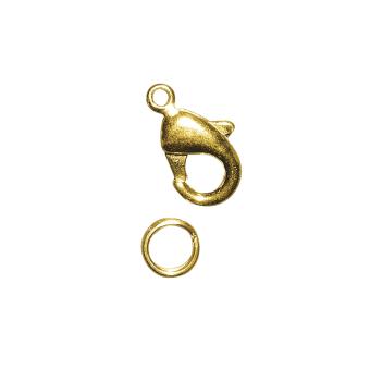 Rayher Karabiner-Schließe m. Ring, gold, 9,5mm, SB-Btl 2Stück 
