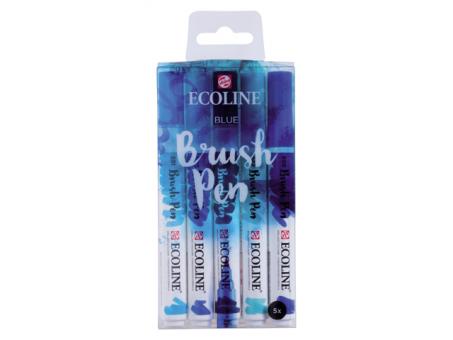 Ecoline Brush Pen Set, Blue Wasserfarbe, 5 Stifte 