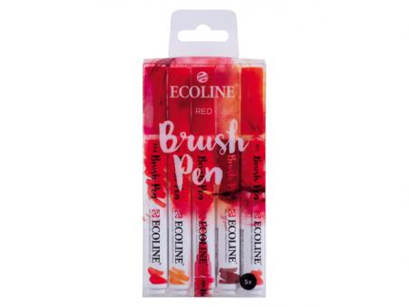 Ecoline Brush Pen Set, Red Wasserfarbe, 5 Stifte 