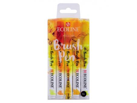 Ecoline Brush Pen Set, Gelb Wasserfarbe, 5 Stifte 