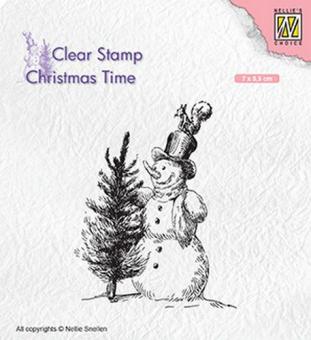 Clear Stempel Schneemann mit Baum 70x55mm 