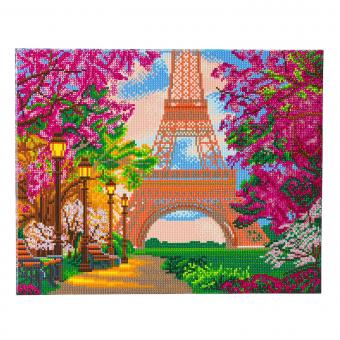 Crystal Art Kit Paris im Frühling mir bedrucktem Keilrahmen  40x50 cm 