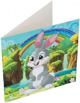 Crystal Art Cards Kit, Rabbit Wonder land, 18x18cm 